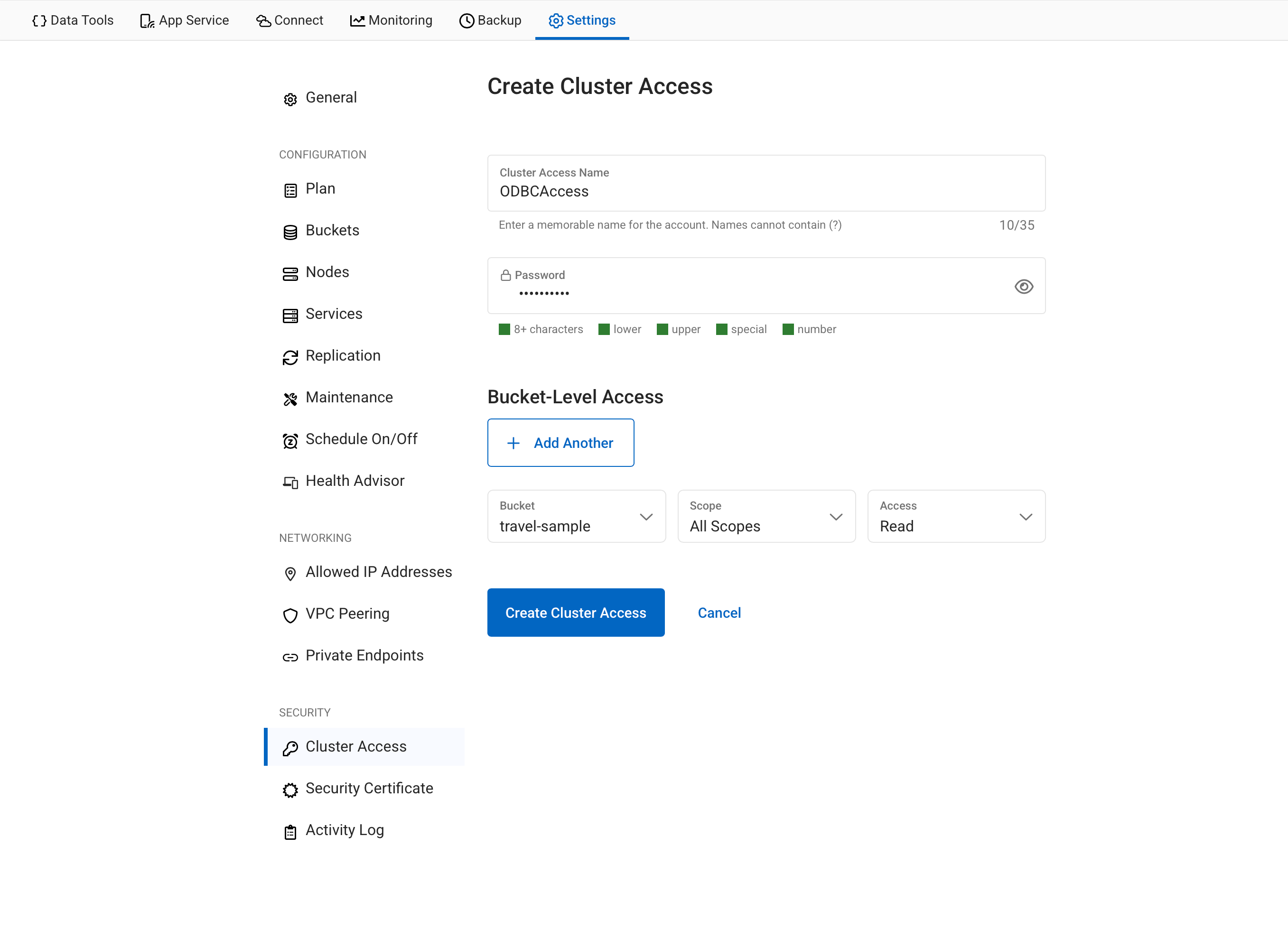 Creating cluster access