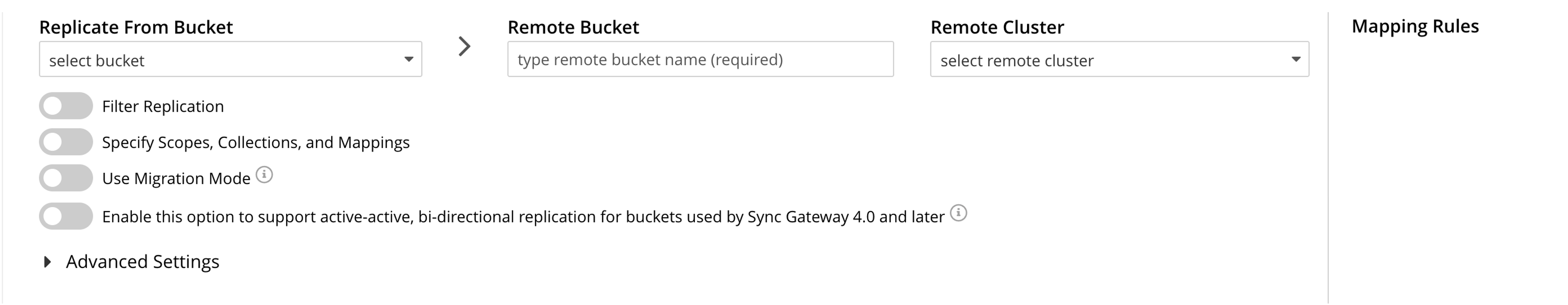 xdcr add replication screen