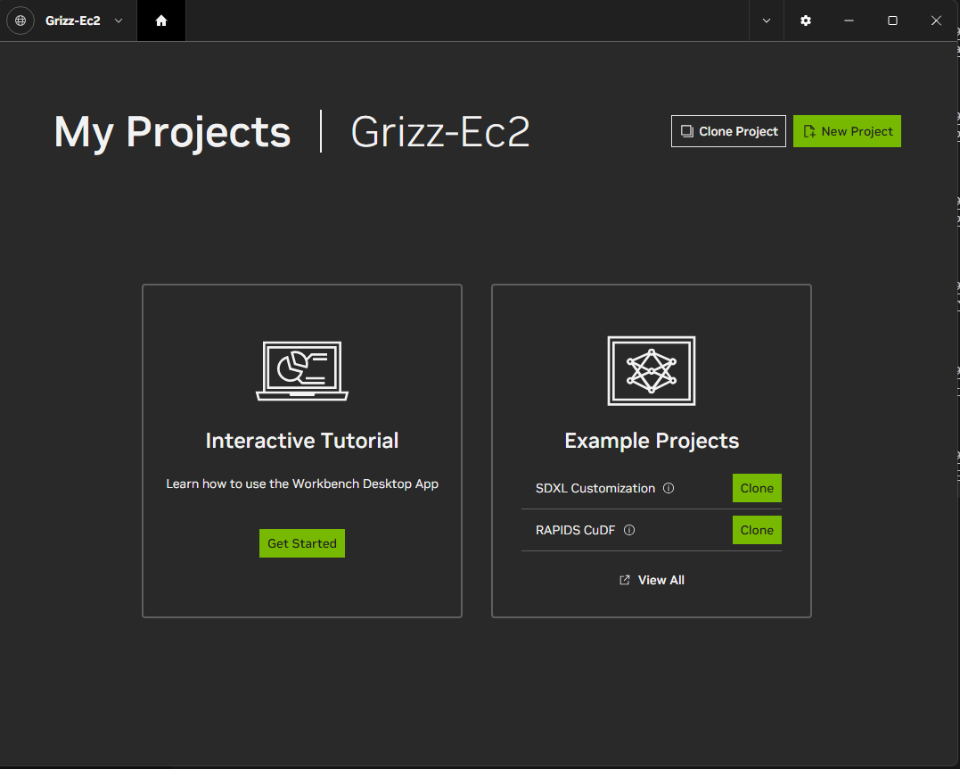 Screenshot showing a successfully connected remote ___location in AI Workbench.