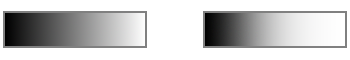 Left: A linear gradient. Right: How human eyes perceive that gradient (bright areas seem slightly brighter than they are according to numeric values). Note where the borders (which are exactly mid-grey) merge with the gradient in each case