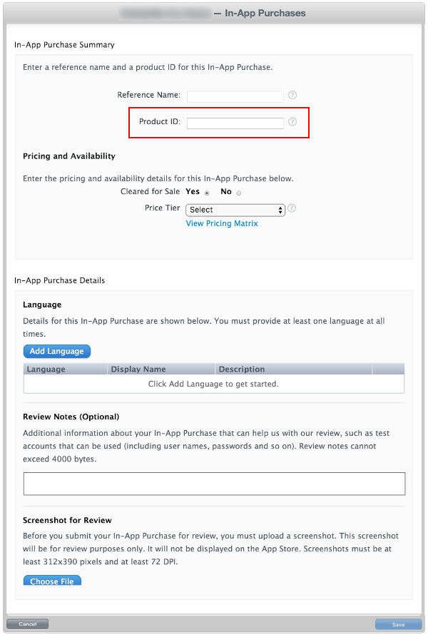 In-App Purchases window.