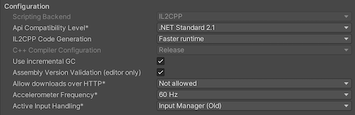 Configuration settings for UWP