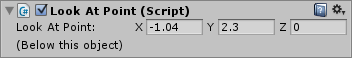 The component in the Inspector now includes information about the targets ___location relative to the GameObject