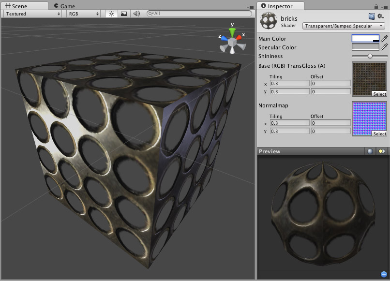 Transparent Bumped Specular shader.