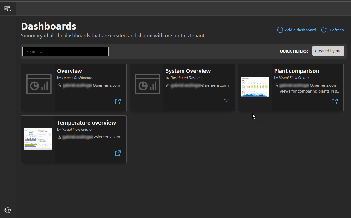 Dashboards settings