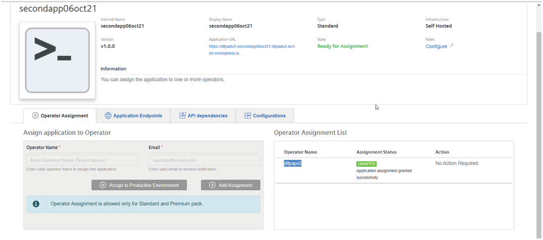 Assign to production environment