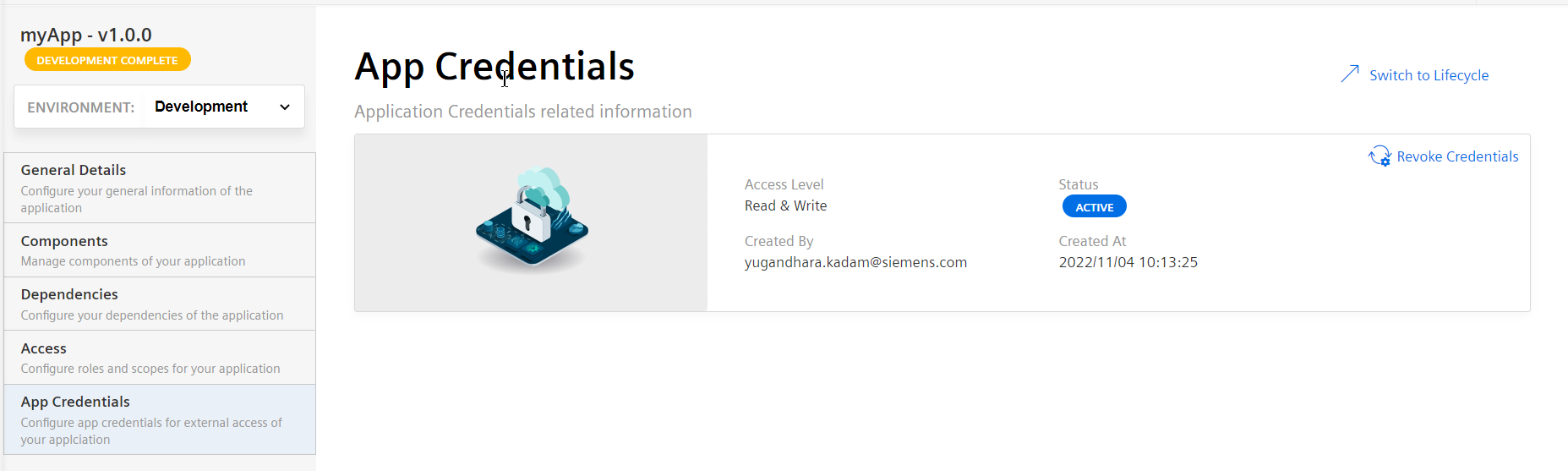 view-app-credentials