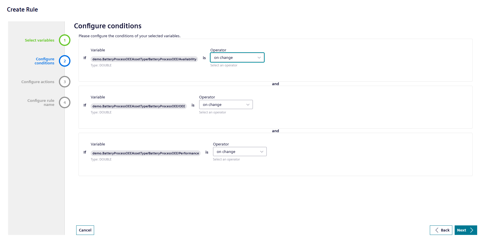 Configure condition