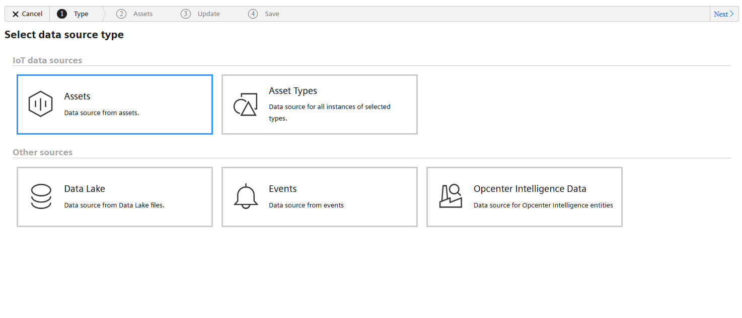 Select data source type