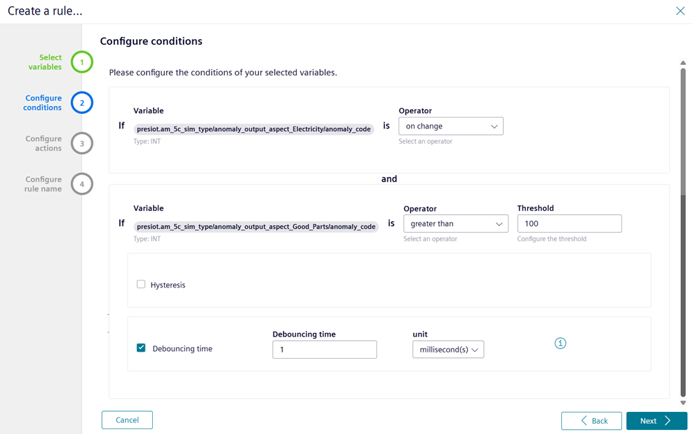 Configure condition