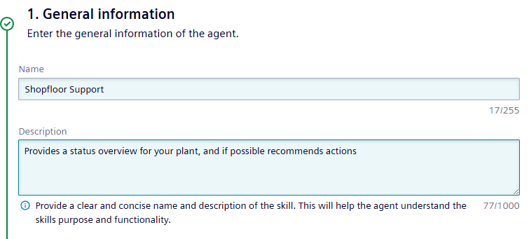 Create agent - set name and description