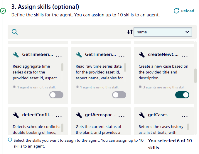 Create agent - assign skills