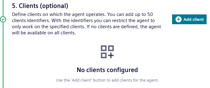 Create agent - set clients