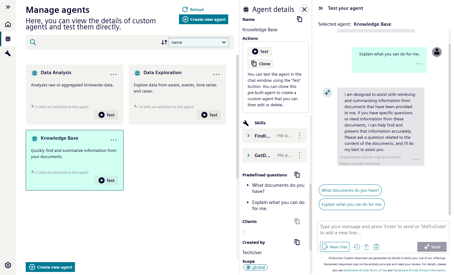 Copilot Studio Agent Screen