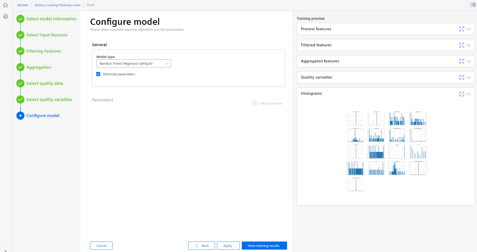 Configure model