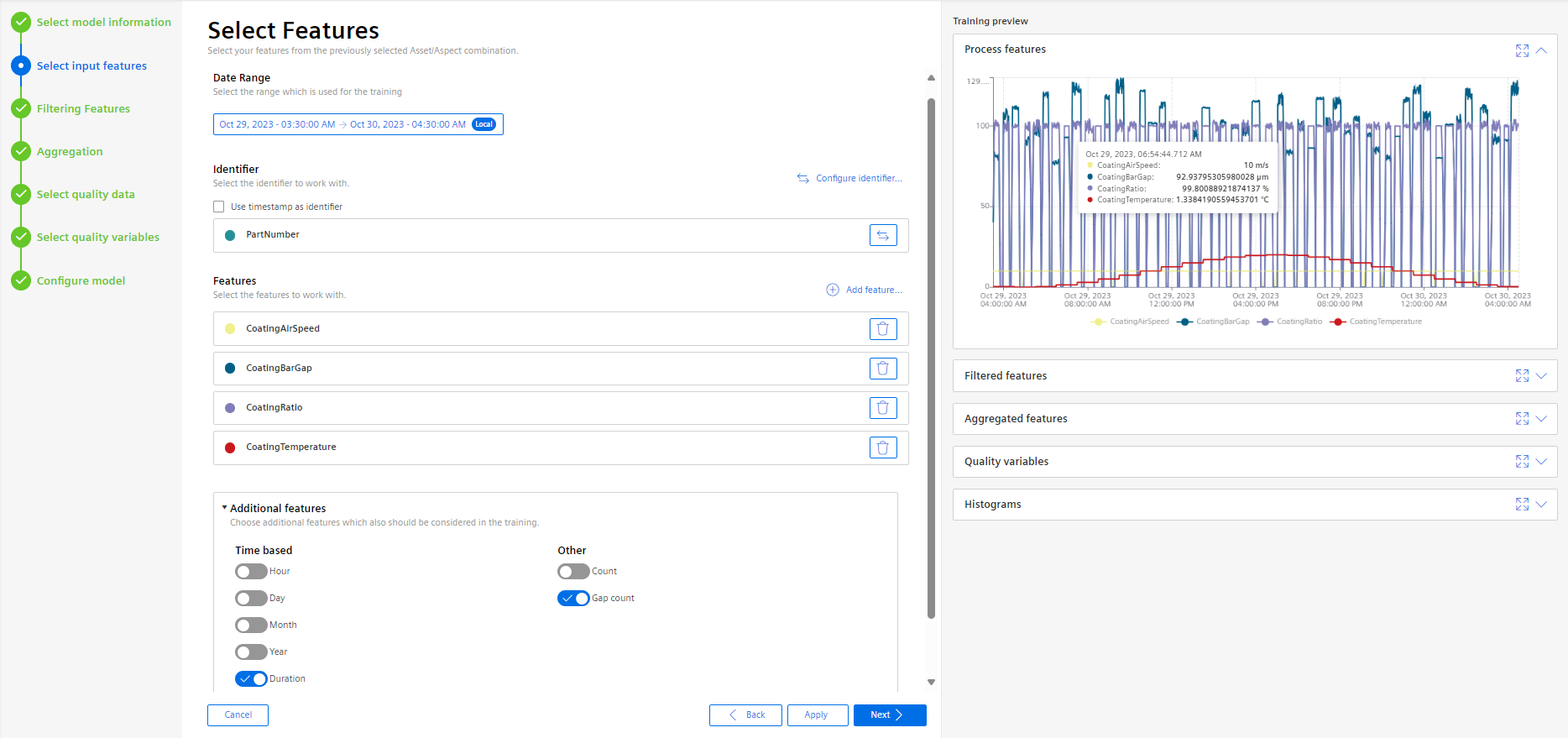 Select input features