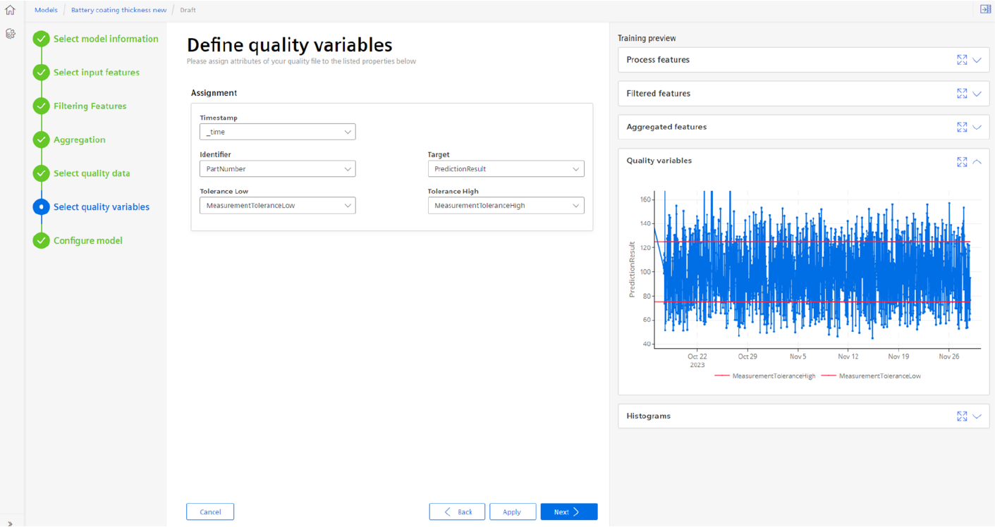 Select quality variables