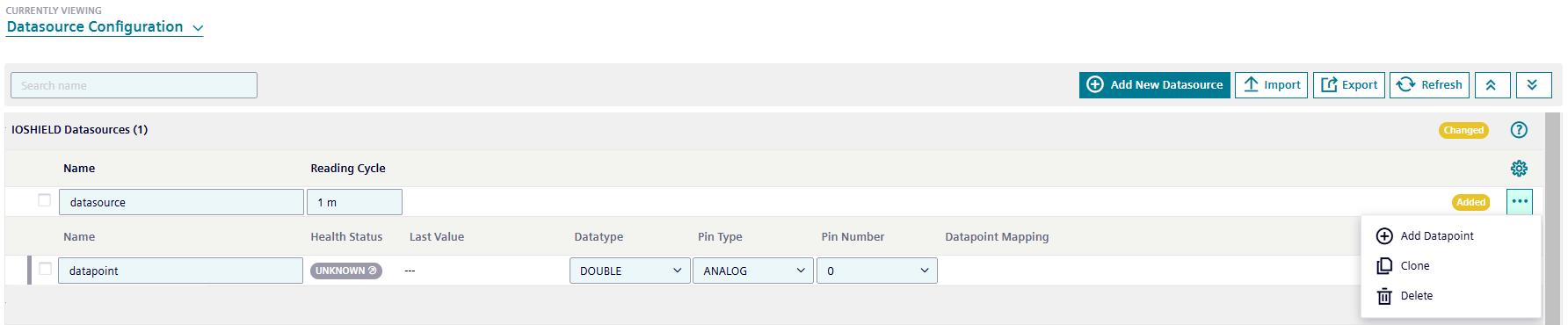 I/O Shield data point parameter