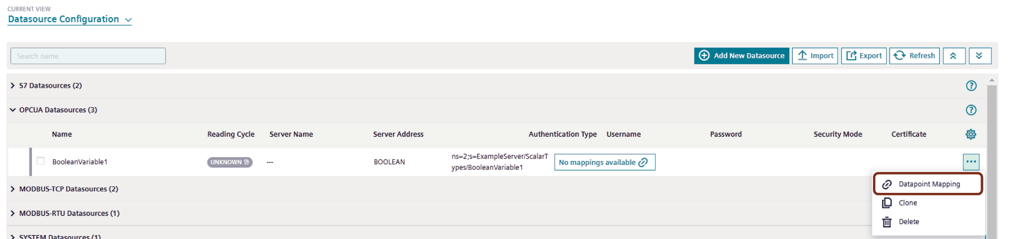 Data Mapping option