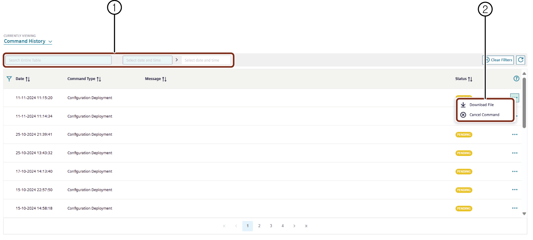 Command history