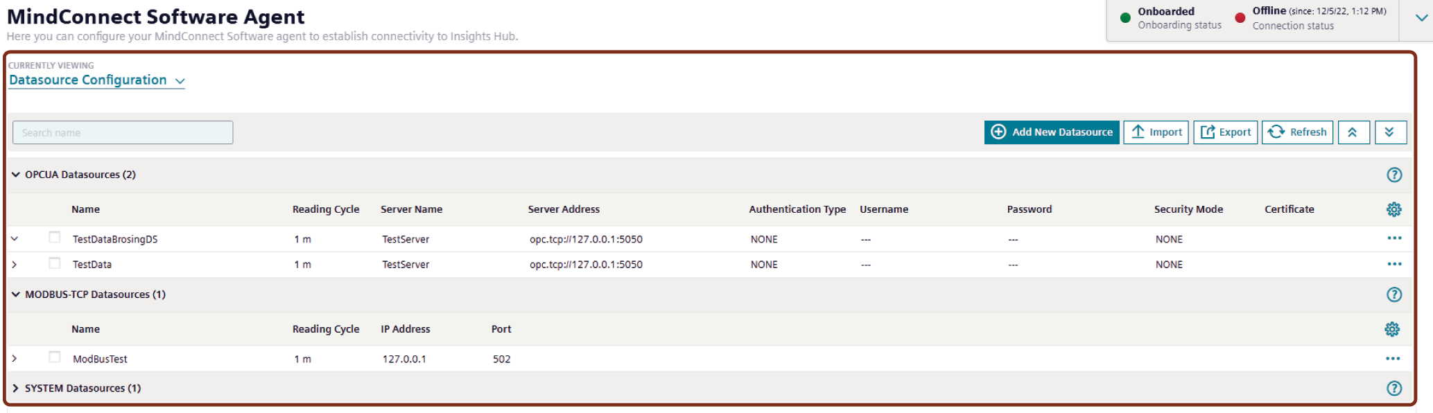 Datasource Configuration