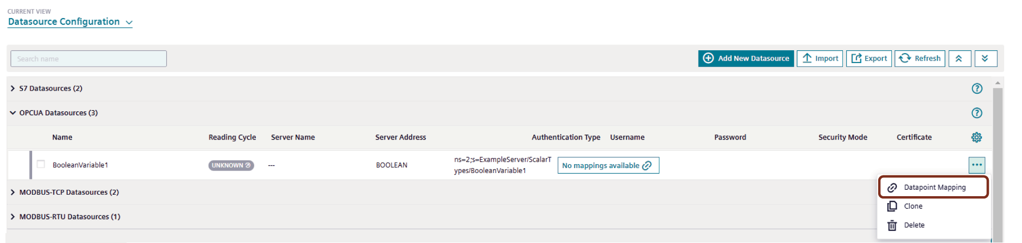 Data Mapping option