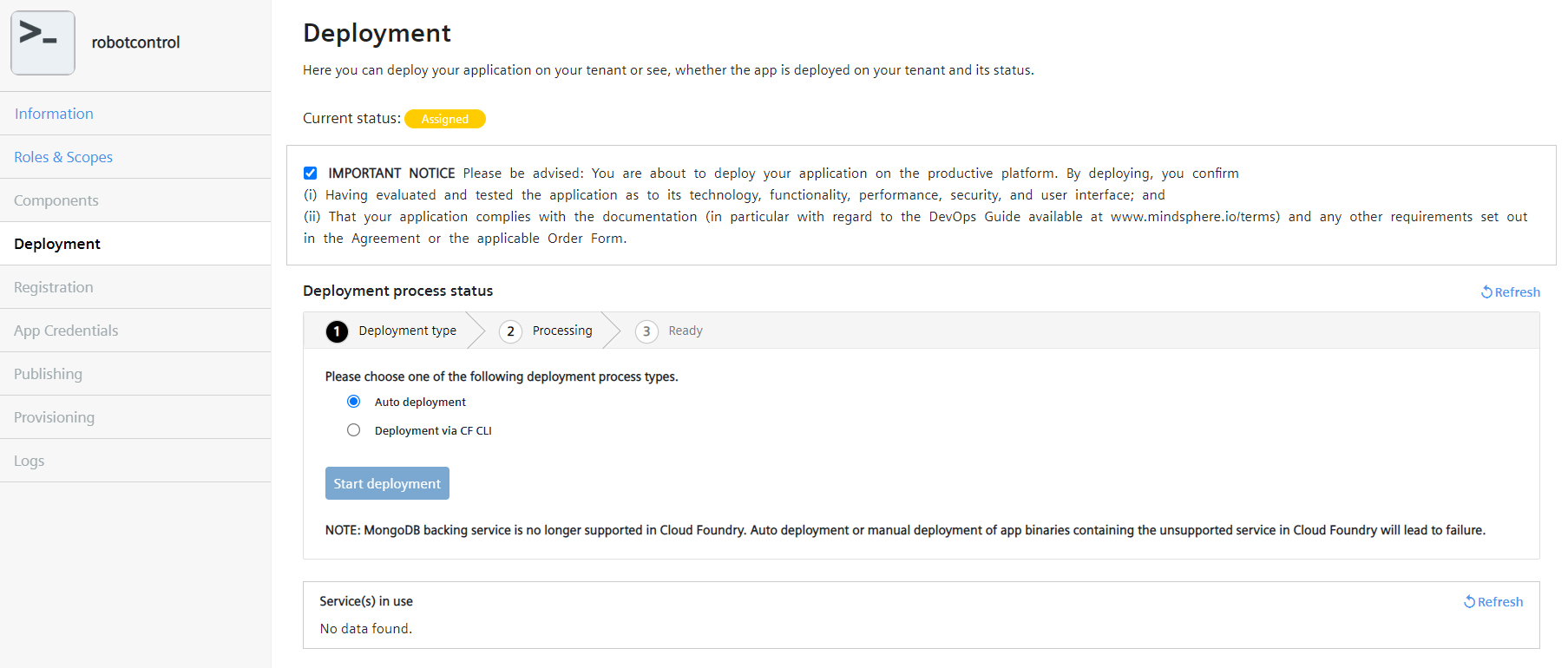 Choose Deployment type