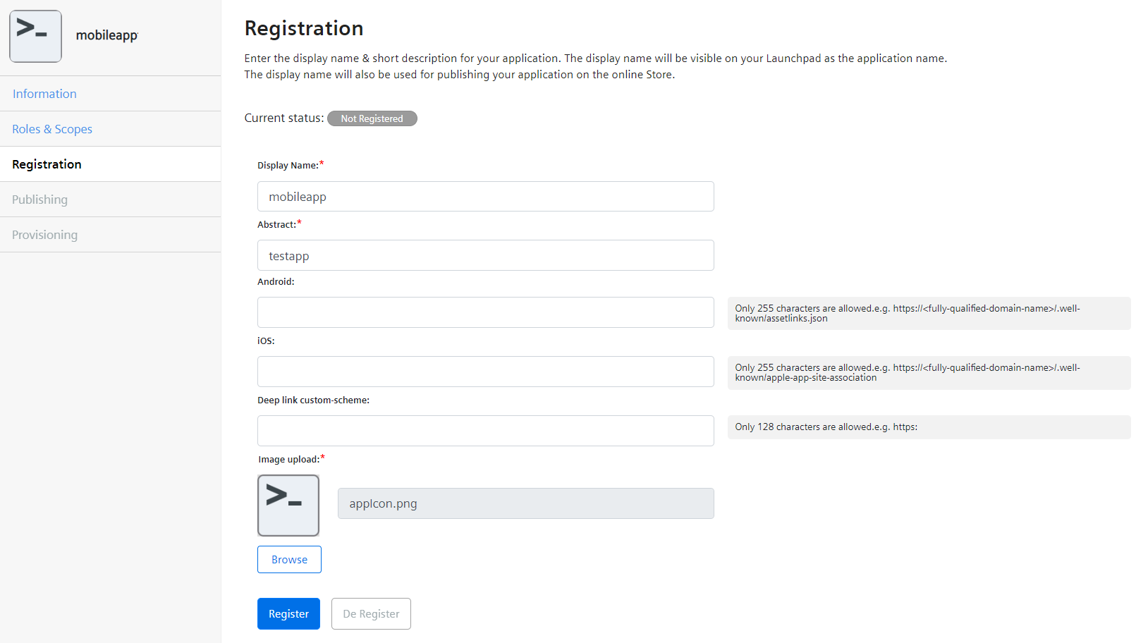Mobile application hosted