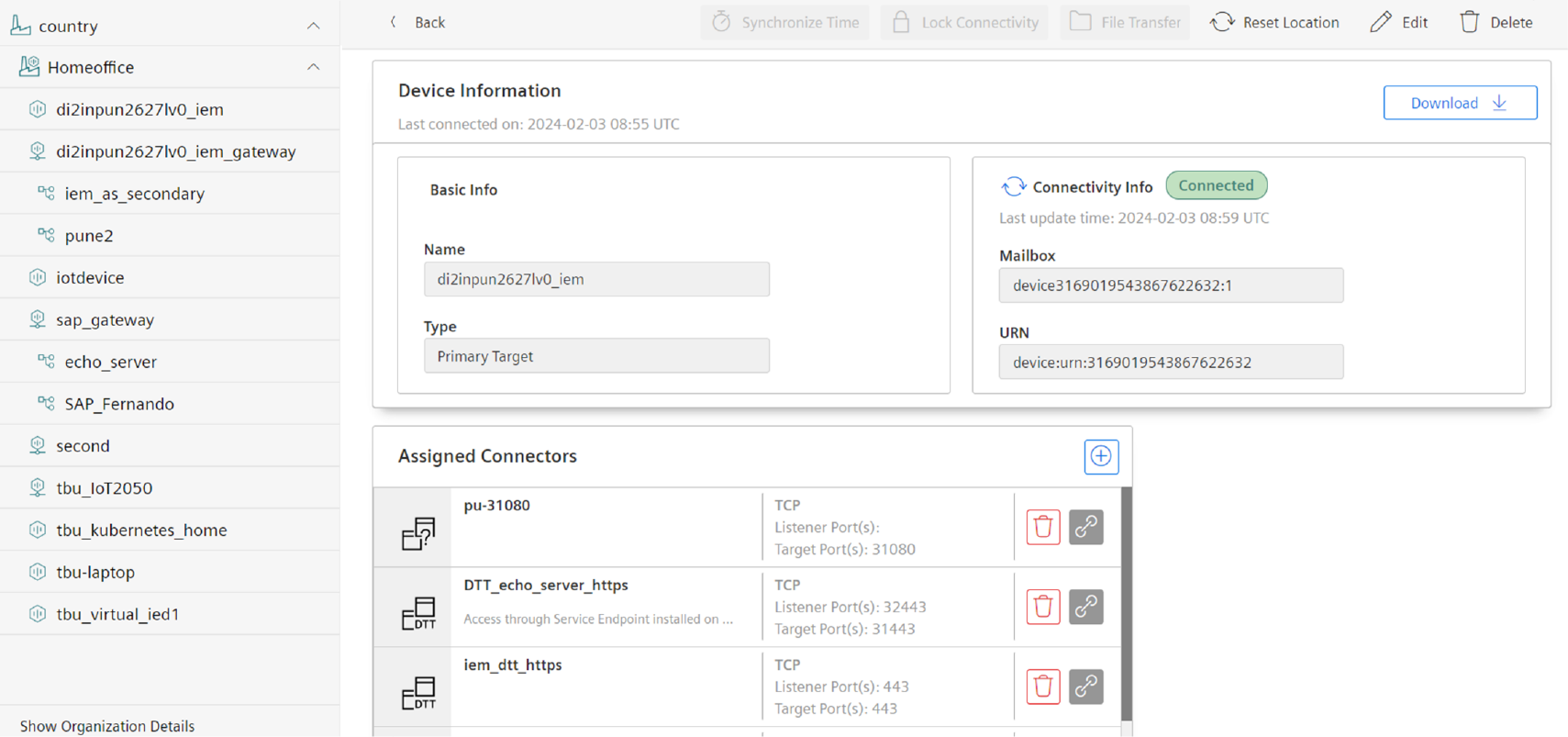 Connectors list