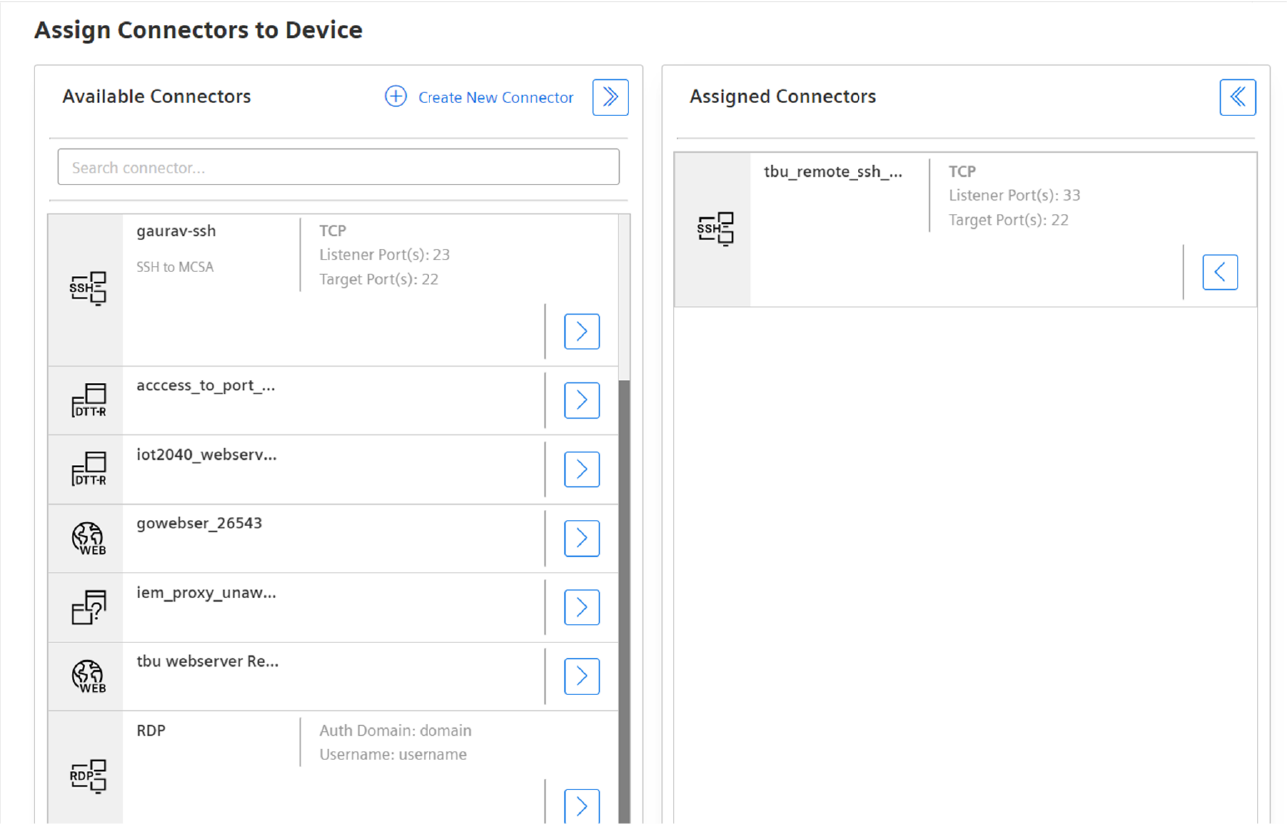 Assign RDP Connector
