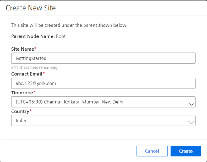 Create new site
