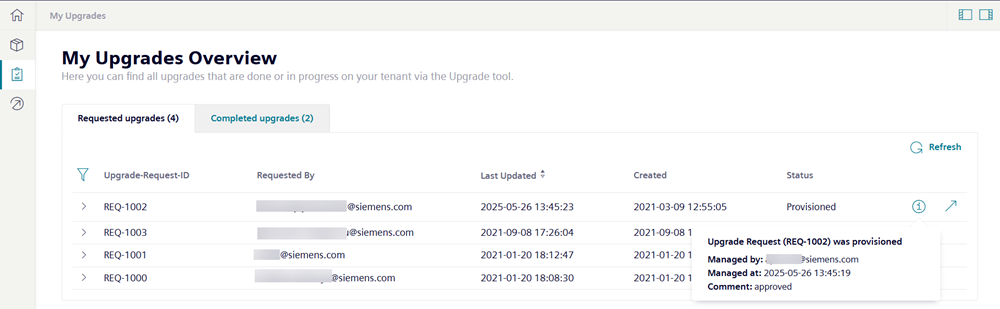 My upgrades requester