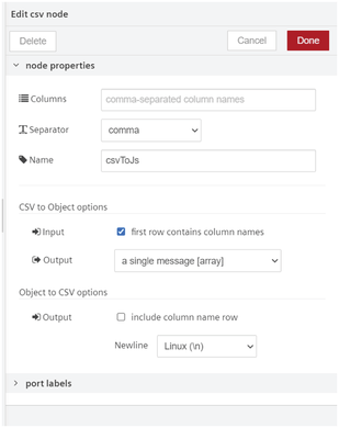 Edit csv node
