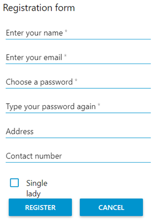 Registration form