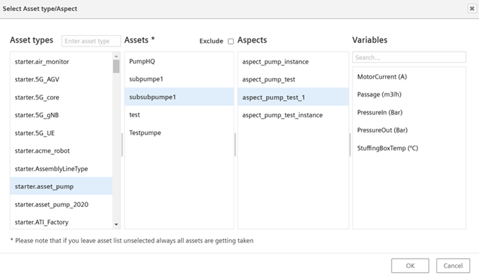 select asset type aspect