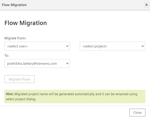 Select user and project
