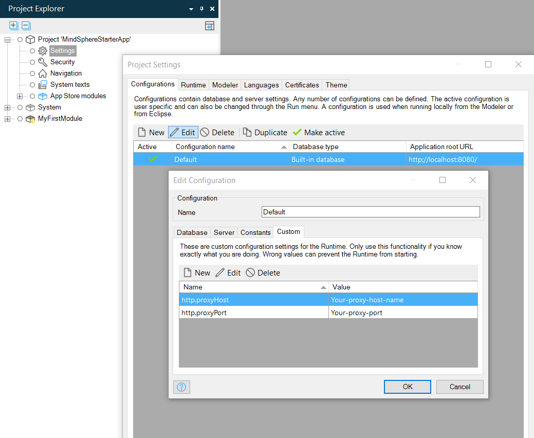 Proxy settings