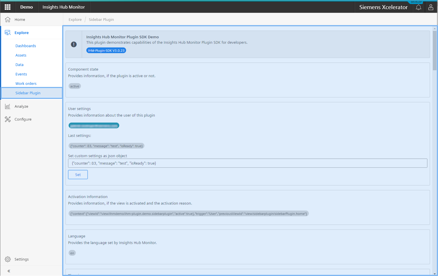 Insights Hub Monitor Plugin in Sidebar