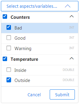 Aspects and their Variables in a Drop-Down List