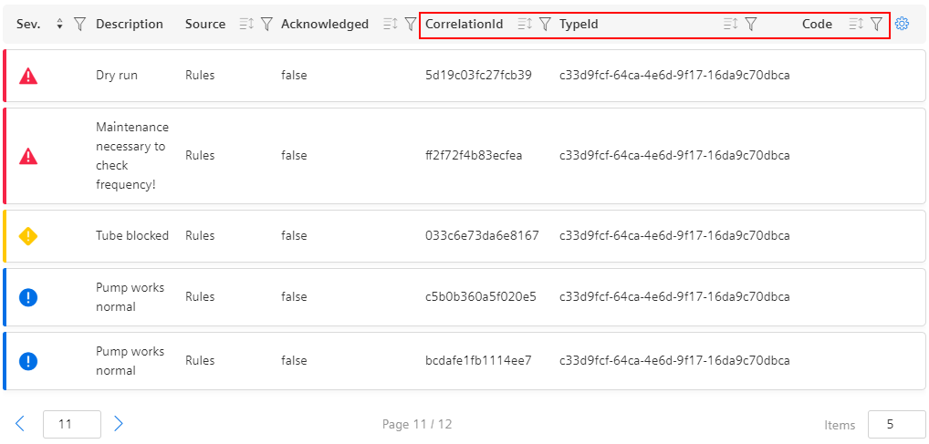 Show custom properties in columns