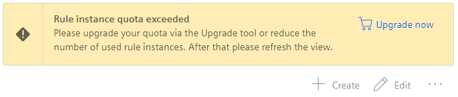 Rules quota exceeded message