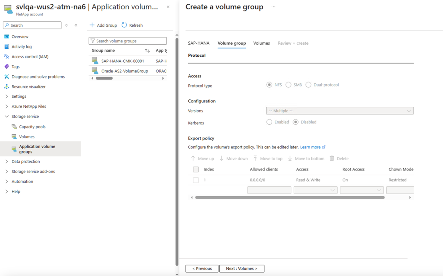 Screenshot that shows the protocols tags.