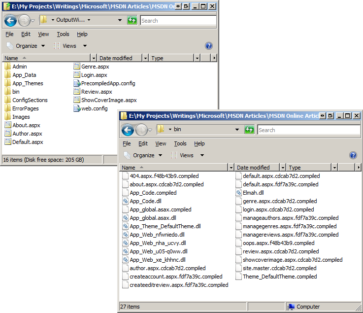 Screenshot of the target ___location folder after precompiling with a non updatable user interface.