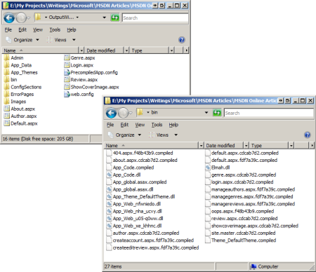 Screenshot that shows the target ___location folder for a deployment with a non-updatable U I.