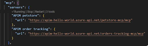 Screenshot of MCP servers configured in Visual Studio Code.