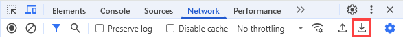 Screenshot that shows how to save the HAR file in Google Chrome developer tools.