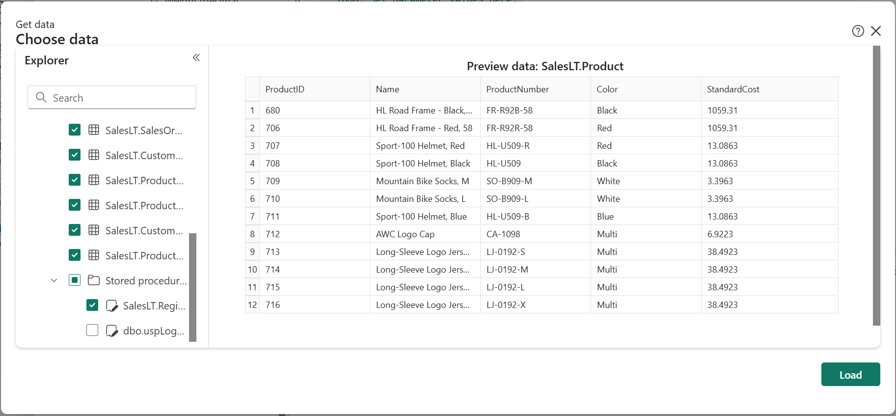 Get data screen to select tables and procedures in API for GraphQL