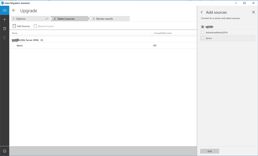 Screenshot of Add databases.