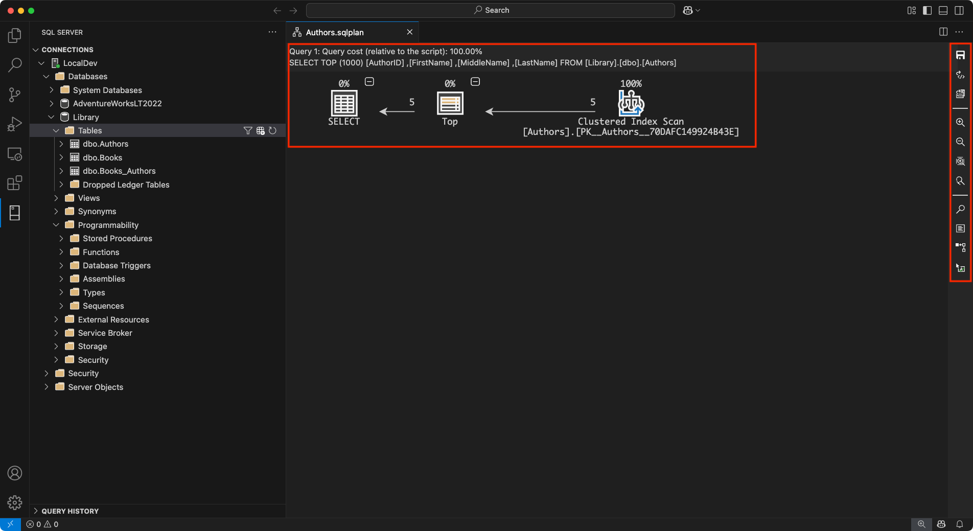 Screenshot of the query plan visualizer feature.