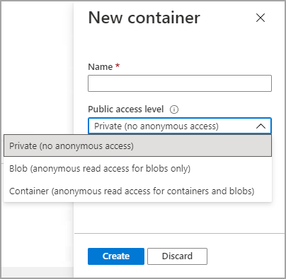Captura de pantalla de la opción de exportación seleccionada dentro de la configuración del nuevo contenedor.